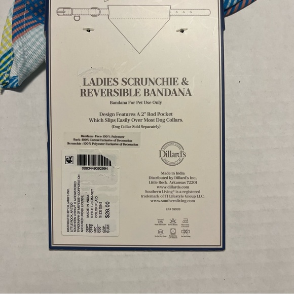 Southern Living Scrunchie & Pet Reversible Bandana Matching Set Sz XS/S NWT - Picture 6 of 7